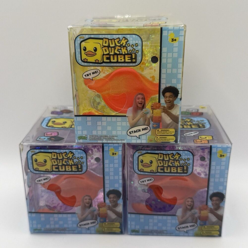 PPNC Duck Duck Cube! Glitter Squeeze/Stack Toy - Random Color NEW [1 Per Order]